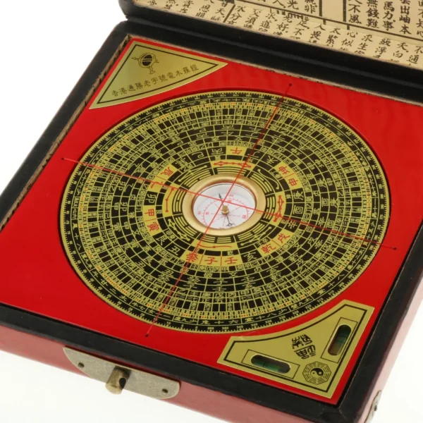 Large Bagua Luopan Compass Leather Box