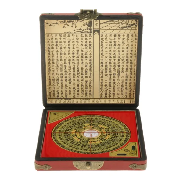 Large Bagua Luopan Compass Leather Box